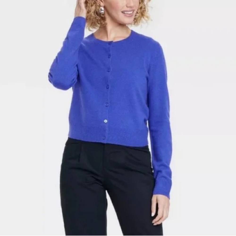 A New Day | Button Front Cardigan | Blue Knit Sweater | Size M